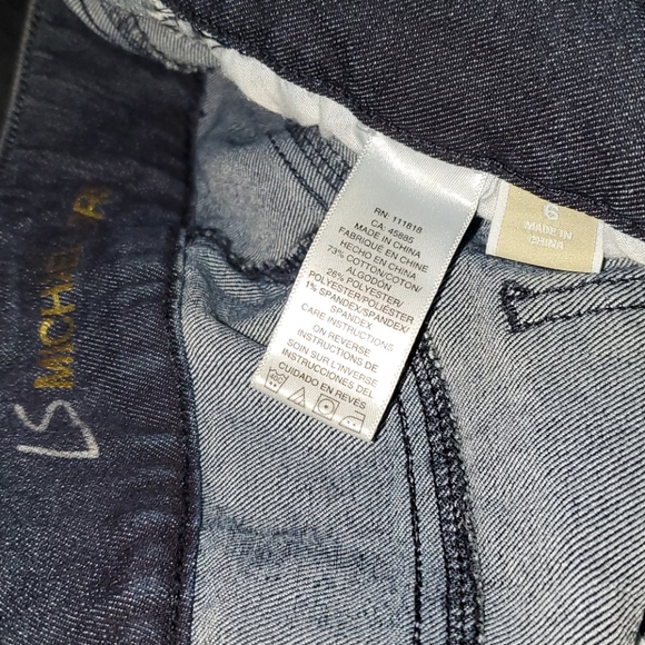 Michael Kors Denim Dark Blue Jeans Wide Leg Pants Size 6 Two Buttons 5 Pockets - Picture 4 of 10